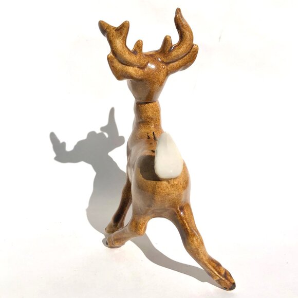 Vintage Bobtail Deer Buck Figurine Brown Ceramic Mid-Century Modern MCM Woodland - Picture 7 of 10